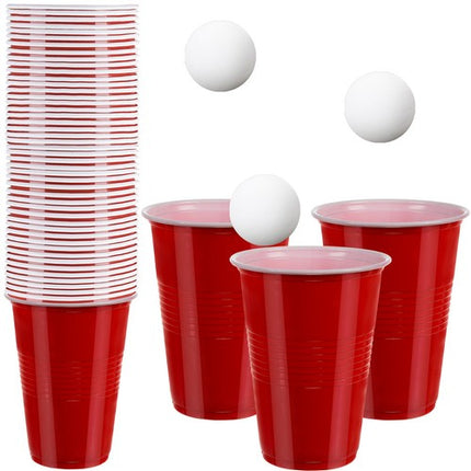 Ruhhy Beer Pong Set - 50 Rode Party Cups - Inclusief 3 Pingpongballen