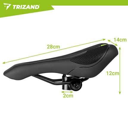 Trizand Fietszadel - 28 x 14 cm - Ergonomisch en Comfortabel - Zwart