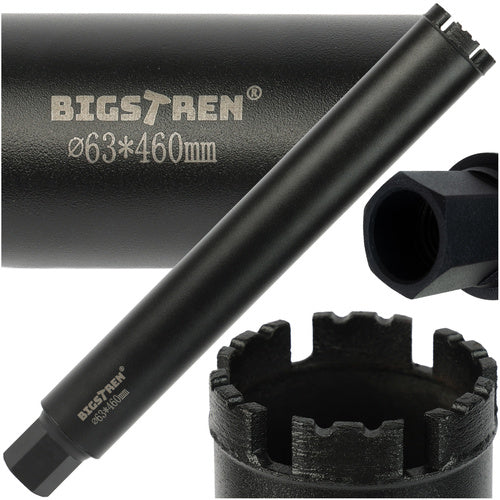 Bigstren Diamant Kernboor - 63 x 450 mm - 1.1/4 UNC - Voor Beton