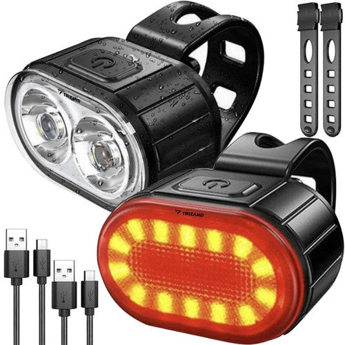 Trizand LED Fietsverlichtingsset - Voor & Achter - USB Oplaadbaar - IPX4