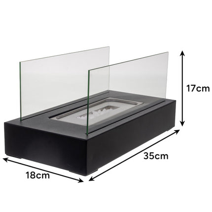 Kaminer Bio-ethanol Haard - 35 x 18 cm - Rookvrij - Compact - Zwart