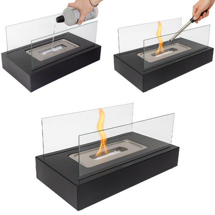 Kaminer Bio-ethanol Haard - 35 x 18 cm - Rookvrij - Compact - Zwart