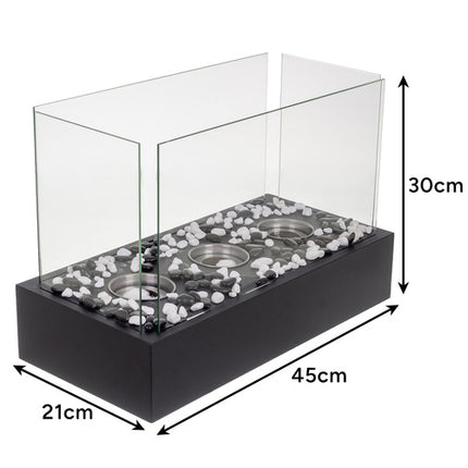 Kaminer Bio-ethanol Haard - 45x29 cm - Rookvrij - Met Stenen - Zwart