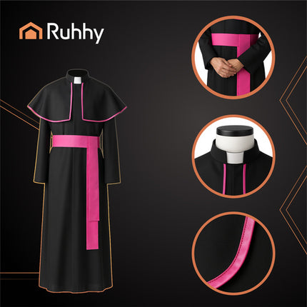 Ruhhy Bisschop Kostuum - XL/XXL - 3-Delig - Zwart/Paars