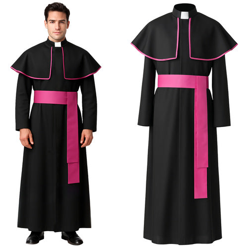 Ruhhy Bisschop Kostuum - XL/XXL - 3-Delig - Zwart/Paars