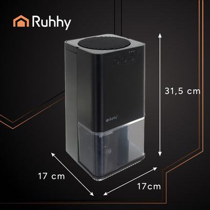 Ruhhy 26494 Luchtontvochtiger - 1400ml - Met LED & Timer - Zwart