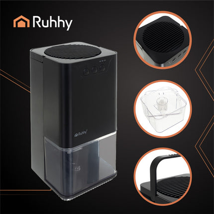 Ruhhy 26494 Luchtontvochtiger - 1400ml - Met LED & Timer - Zwart