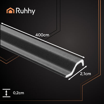 Ruhhy Tochtstrip - Zelfklevend - 400 x 2,1 cm - Zwart