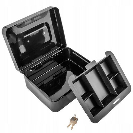 Malatec Geldkist - 20 x 16 x 9 cm - Met Uitneembaar Muntinzet - Zwart