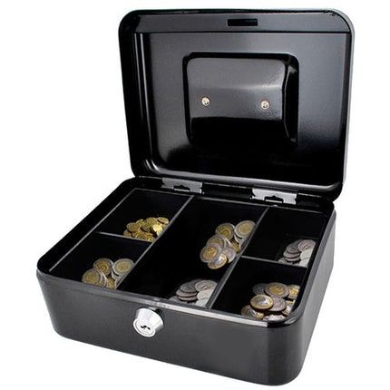 Malatec Geldkist - 20 x 16 x 9 cm - Met Uitneembaar Muntinzet - Zwart