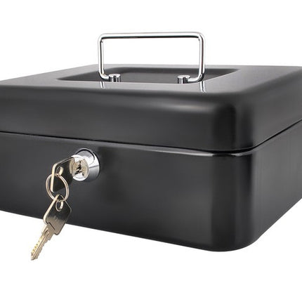 Malatec Geldkist - 20 x 16 x 9 cm - Met Uitneembaar Muntinzet - Zwart