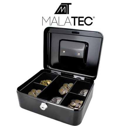 Malatec Geldkist - 20 x 16 x 9 cm - Met Uitneembaar Muntinzet - Zwart