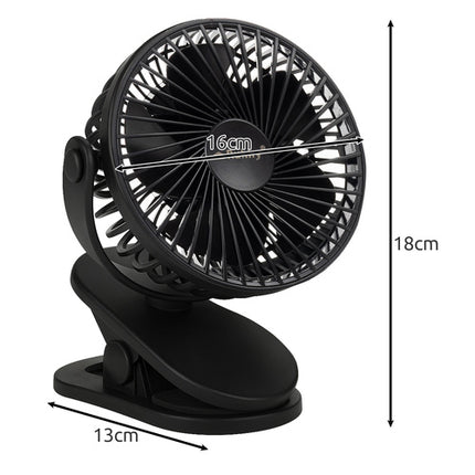 Ruhhy 25567 Draadloze Ventilator met Clip - 1200mAh - Zwart - 3-in-1