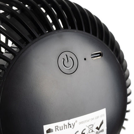 Ruhhy 25567 Draadloze Ventilator met Clip - 1200mAh - Zwart - 3-in-1