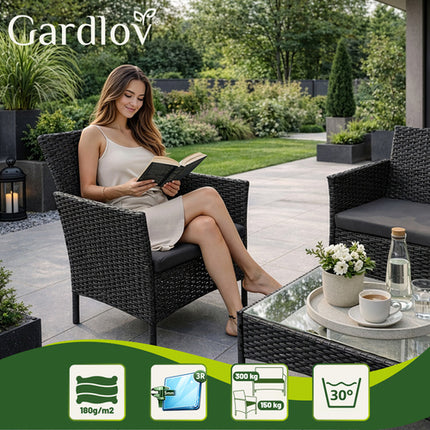 Gardlov Technorattan Tuinset - 4-delig - Zwart
