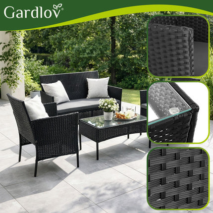 Gardlov Technorattan Tuinset - 4-delig - Zwart