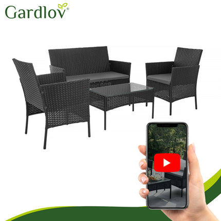Gardlov Technorattan Tuinset - 4-delig - Zwart