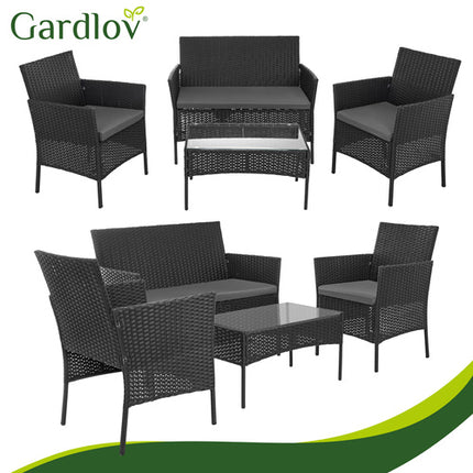 Gardlov Technorattan Tuinset - 4-delig - Zwart
