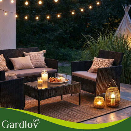 Gardlov Technorattan Tuinset - 4-delig - Zwart