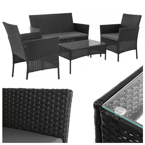 Gardlov Technorattan Tuinset - 4-delig - Zwart