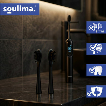 Soulima X800 Opzetborstels - 2 Stuks - Zwart - Soft & Medium