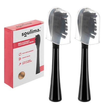 Soulima X800 Opzetborstels - 2 Stuks - Zwart - Soft & Medium