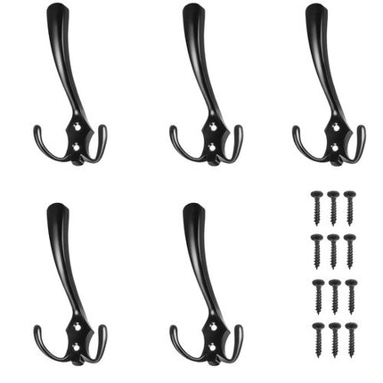 Zwarte Wandkapstokken - Set van 5 - Triple Haken - Loft Design