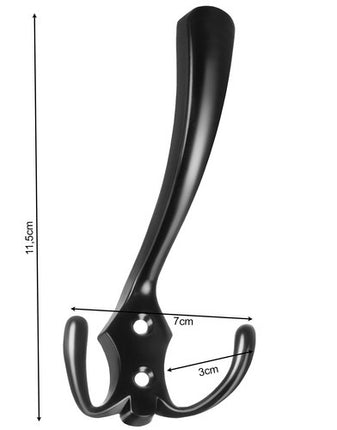 Zwarte Wandkapstokken - Set van 5 - Triple Haken - Loft Design