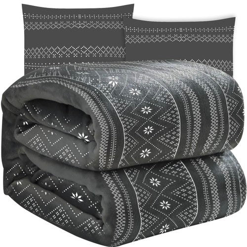 Ruhhy Winterdeken Set - 160 x 200 cm - Met 2 Kussenslopen - Grijs