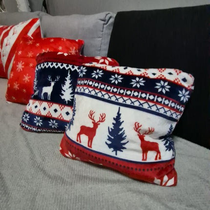 Ruhhy Kerst Plaid - 160 x 200 cm - Inclusief 2 Kussenslopen - Rood/Wit