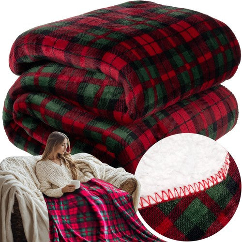 Ruhhy Dubbelzijdige Plaid - 160 x 200 cm - Rood/Groen - 430 g/m2