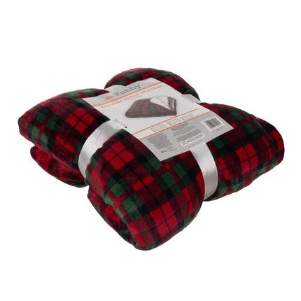 Ruhhy Dubbelzijdige Plaid - 160 x 200 cm - Rood/Groen - 430 g/m2
