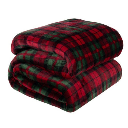 Ruhhy Dubbelzijdige Plaid - 160 x 200 cm - Rood/Groen - 430 g/m2