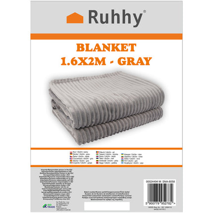 Ruhhy Microvezel Deken - 160 x 200 cm - Grijs - Premium Kwaliteit