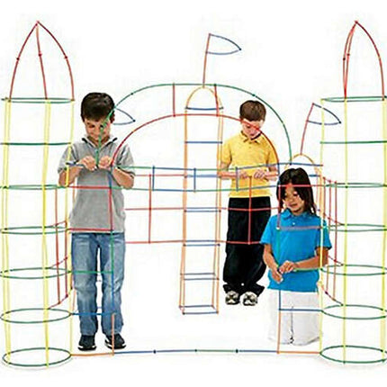 Kruzzel Rietjes Bouwblokken - 408-Delig - Educatieve 3D Constructieset