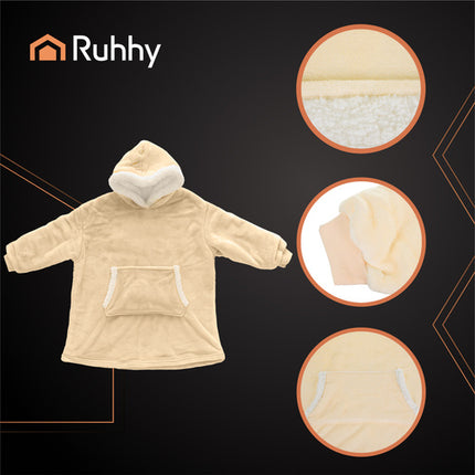 Ruhhy Oversized Blanket Hoodie - XXL - Beige - Warm & Zacht