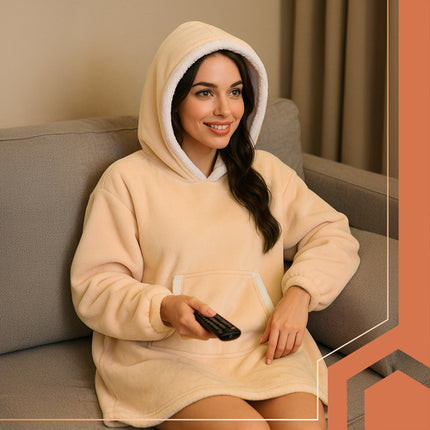 Ruhhy Oversized Blanket Hoodie - XXL - Beige - Warm & Zacht