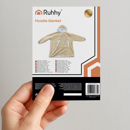 Ruhhy Oversized Blanket Hoodie - XXL - Beige - Warm & Zacht