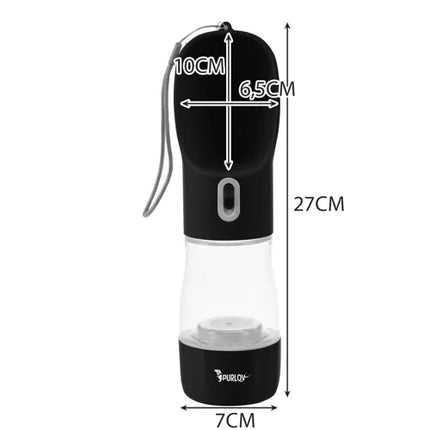 Purlov 3-in-1 Drinkfles voor Honden - Met Voerbak - 200ml Water