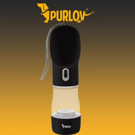 Purlov 3-in-1 Drinkfles voor Honden - Met Voerbak - 200ml Water