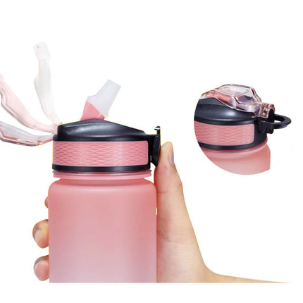 Trizand Sportbidon 1 Liter - Met Motivatie Tijdlijn - Roze/Blauw