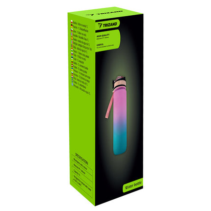 Trizand Sportbidon 1 Liter - Met Motivatie Tijdlijn - Roze/Blauw