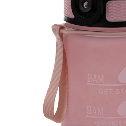Trizand Sportbidon 1 Liter - Met Motivatie Tijdlijn - Roze/Blauw