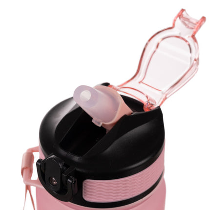 Trizand Sportbidon 1 Liter - Met Motivatie Tijdlijn - Roze/Blauw