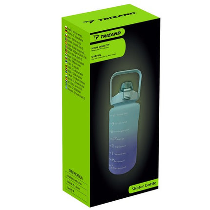 Trizand Sportbidon 2 Liter - Met Motivatie Tijdlijn - Paars/Blauw