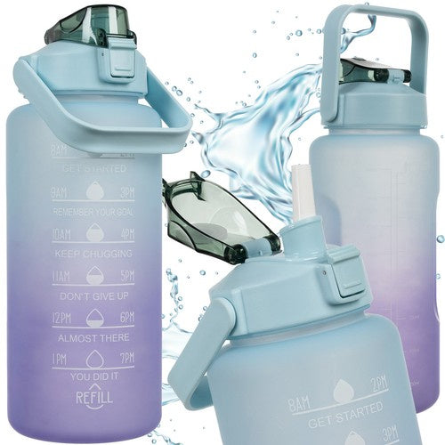 Trizand Sportbidon 2 Liter - Met Motivatie Tijdlijn - Paars/Blauw