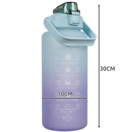 Trizand Sportbidon 2 Liter - Met Motivatie Tijdlijn - Paars/Blauw