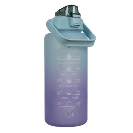 Trizand Sportbidon 2 Liter - Met Motivatie Tijdlijn - Paars/Blauw