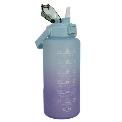 Trizand Sportbidon 2 Liter - Met Motivatie Tijdlijn - Paars/Blauw