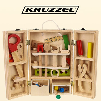 Kruzzel Houten Gereedschapskist - Uitgebreide Doe-het-zelf Set